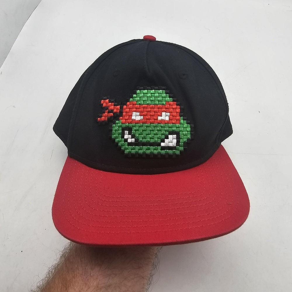 Nickelodeon TMNT Raphael Hat Cap Snap Back Mens One Size Black Red Embroidered
